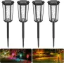 FANTICDE 4 броя соларни градински лампи , IP65 водоустойчиви, топло жълто/RGB цветен градиент, снимка 1