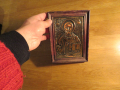 Стара красива медна икона на  Исус Христос - притежавайте тази икона, мед, медна, снимка 2