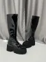 Ботуши на платформа - черен лак, снимка 2