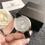 Дамски ръчен часовник Swarovski с кожена верижка и кристали , снимка 2