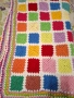 Многоцветно плетено одеяло ръчно платено на 1 кука, снимка 4