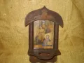 Примитив Старинен иконостас кандило с пирография, снимка 3