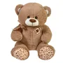 Седнало плюшено мече кафяво с панделка и бродерия 40 см S_1218392, снимка 1