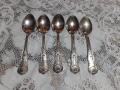 Стари антикварни посребрени прибори лъжици 5 бр. маркирани, снимка 1