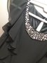 Черна къса шифонена рокля  с рокля къдрички  и сребристи камъчета около деколтето, снимка 3