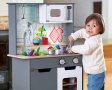 Детска Дървена Кухня Фурна Котлони Микровълнова Звук Светлина Аксесоари, снимка 1