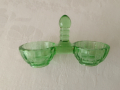 Зелено стъкло солница Арт Деко, снимка 2