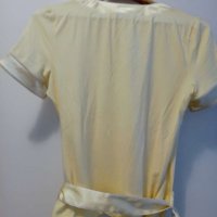 Кремаво-жълта блузка ликра със сатен, снимка 2 - Тениски - 42260308