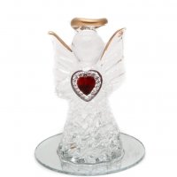 стъклено ангелче със сърце, снимка 2 - Статуетки - 34492221