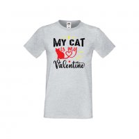 Мъжка тениска Свети Валентин My Cat Is My Valentine 1, снимка 2 - Тениски - 35715778
