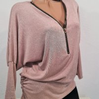Стилна дамска блуза с цип, снимка 3 - Блузи с дълъг ръкав и пуловери - 38612276