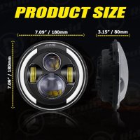  Кръгли LED фарове 7″ 70W H4 букса, къси, дълги, дневни и мигач, снимка 7 - Аксесоари и консумативи - 41661825