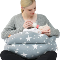 Възглавница за бременни и кърмене на бебе, памучна калъфка, презрамка, снимка 1 - Аксесоари за кърмачки - 44509054