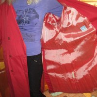 Червен дамски шлифер , снимка 3 - Шлифери - 40068640