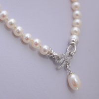 Колие  от бели  естествени перли,7мм-8мм, снимка 4 - Колиета, медальони, синджири - 38690670