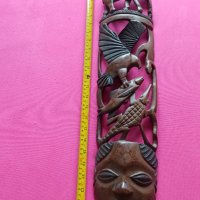 Африканска дървена маска , снимка 3 - Статуетки - 41405761