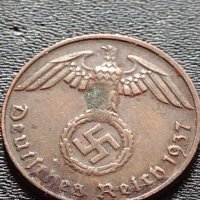 Две монети 1 райхспфенинг 1937г. / 5 райхспфенинг 1940г. Трети райх с СХВАСТИКА редки 28602, снимка 6 - Нумизматика и бонистика - 40650498