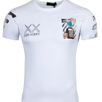 мъжка бяла тениска 2108 бял/черен , снимка 3 - Тениски - 41561478