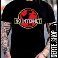 Черна тениска с щампа NO INTERNET PARK, снимка 1 - Тениски - 40952120