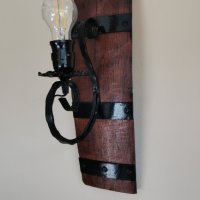 Стенни лампи аплици от автентични реставрирани бъчви с елементи на ковано желязо , снимка 1 - Лампи за стена - 41448597
