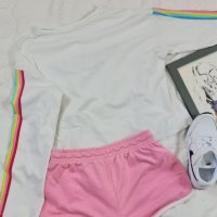 Комплект къси розови панталонки и кроп блуза, снимка 6 - Детски комплекти - 40921480