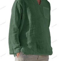 Мъжка ежедневна риза с V-образно деколте и дълъг ръкав, 7цвята - 023, снимка 4 - Ризи - 39731656