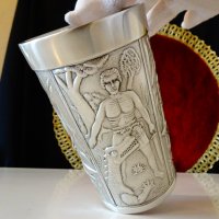 Халба,чаша от калай с юначен ковач и змей. , снимка 8 - Антикварни и старинни предмети - 44479547