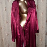 Hunkemoller L/XXL Сатенен дълъг халат  цвят бордо, снимка 7 - Нощници - 39297545
