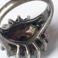 Сребърен пръстен със смарагди, снимка 4 - Пръстени - 44483401