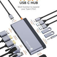 Нов Универсален USB C Хъб 14 в 1, 8K DP, 4K Dual HDMI, 100W PD Докинг Станция, снимка 7 - Друга електроника - 44529159
