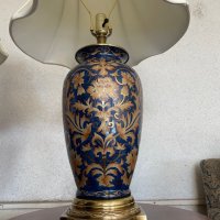 Стилни нощни лампи керамика и месинг, снимка 5 - Настолни лампи - 41684392