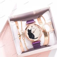 Моден дамски кварцов часовник в комплект с четири гривни, 7цвята - 023, снимка 13 - Дамски - 41702701
