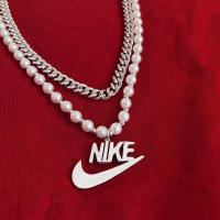 Нов Nike Гердан Найк кубинска верижка с перли , снимка 2 - Колиета, медальони, синджири - 35708949