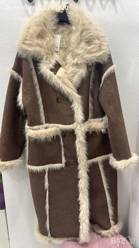 Модерно палто в кафяво - M, L, XL , снимка 1