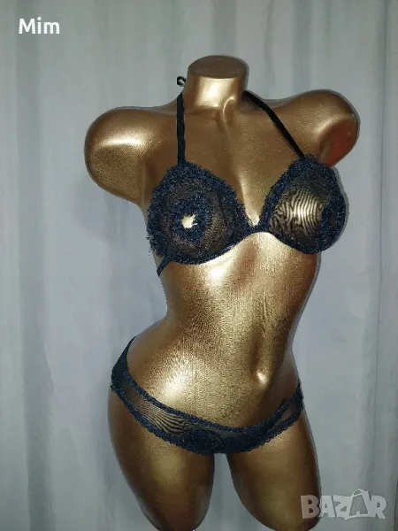 S К-т Черен сутиен и бикина с къдри , снимка 1