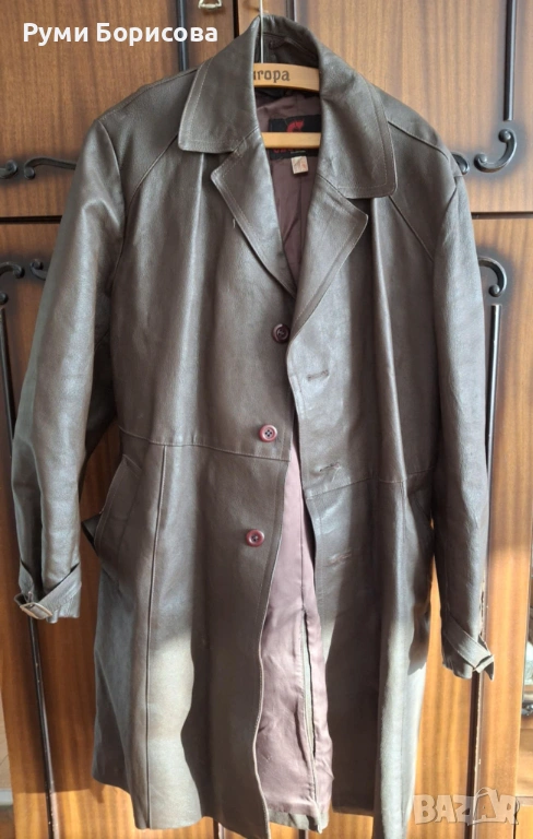 Кожен шлифер от естествена, кожа размер 54, снимка 1