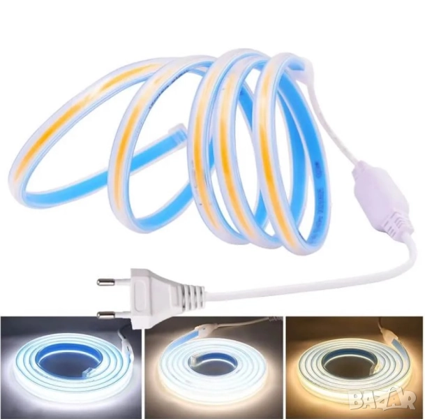 COB LED Лента с цял диод 220V IP67 3000К/600К Комплект, снимка 1