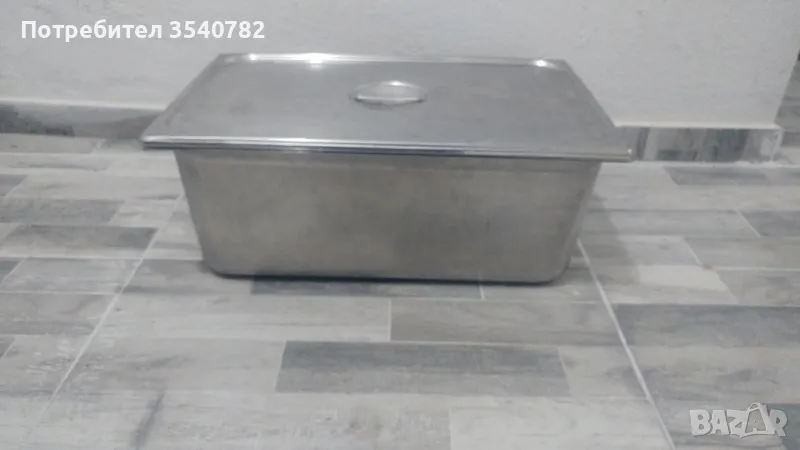 неръждаема голяма правоъгълна тава с решетка и капак, снимка 1