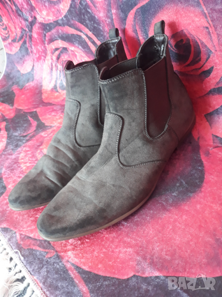 Унисекс Маслено сиви велурени боти 44 номер, снимка 1