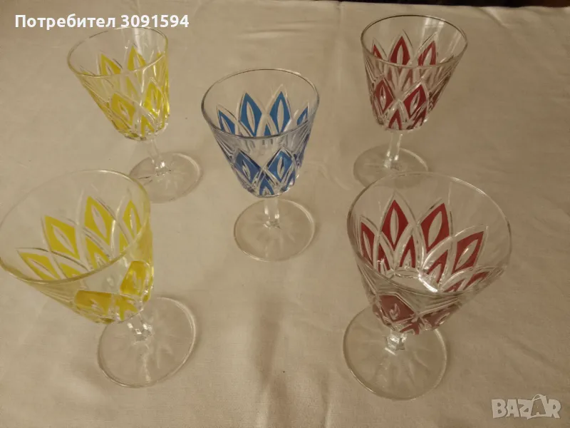 Комплект от 5  винтидж чаши за ликьор VMC Reims French- 120 мл, снимка 1