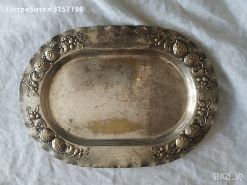 посребрен месингов поднос арт деко, снимка 1