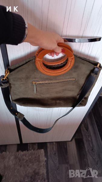 Чанта в тъмно зелено, снимка 1