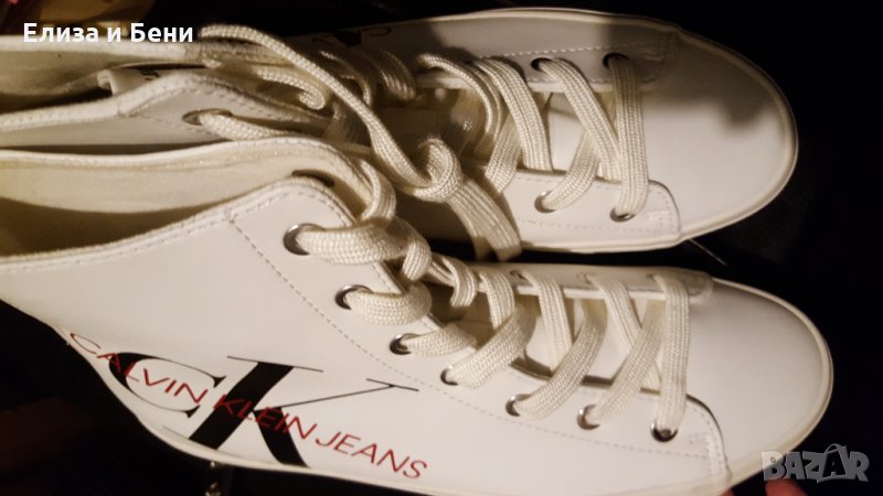 Високи кожени бели кецове сникърси Calvin Klein Jeans оригинал, снимка 1