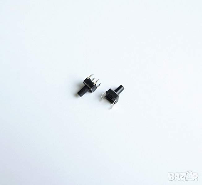 Малък бутон 4pin 6x6x9,5mm незадържащ НО черен 12V 0,05A H=6mm, снимка 1