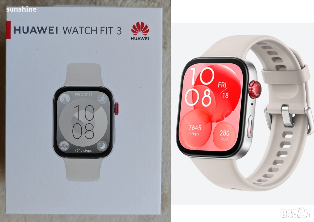 ЗАПЕЧАТАН * HUAWEI WATCH FIT 3 Бял с червено копче* Гаранция, снимка 1