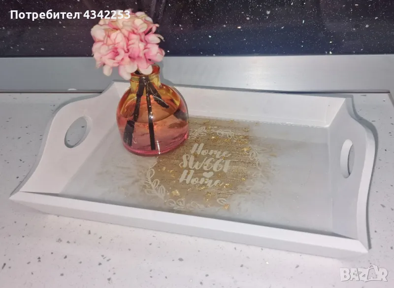 Красива дървена поставка за вашият дом покрита с епоксидна смола🌸21/15см, снимка 1