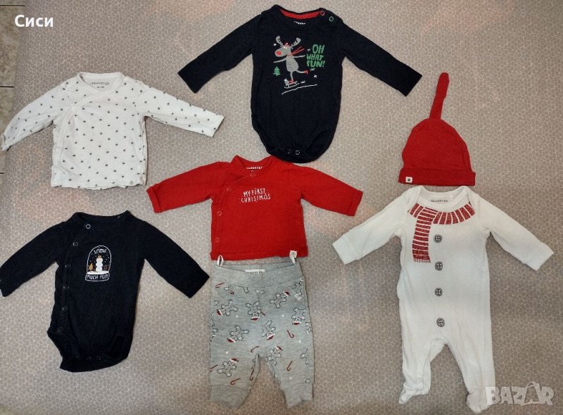 Лот бебешки коледни дрешки и шапки, снимка 1