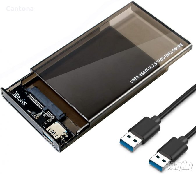 USB 3.0 кутия за 2.5" SATA SSD, HDD, 7 и 9,5 mm, с USB 3.0 кабел , снимка 1
