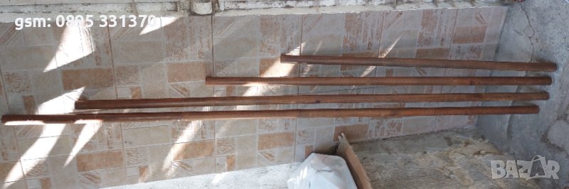 4 броя различни дължини  - дървена стругована пръчка за перде от корниз, втора употреба, снимка 1