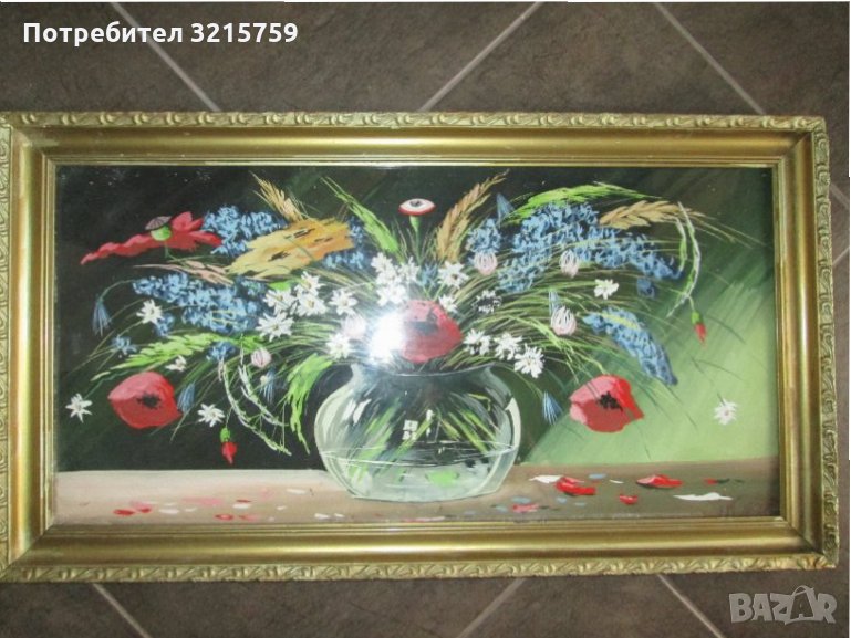 Стара картина масло,картон ,подпис 68х38см, снимка 1